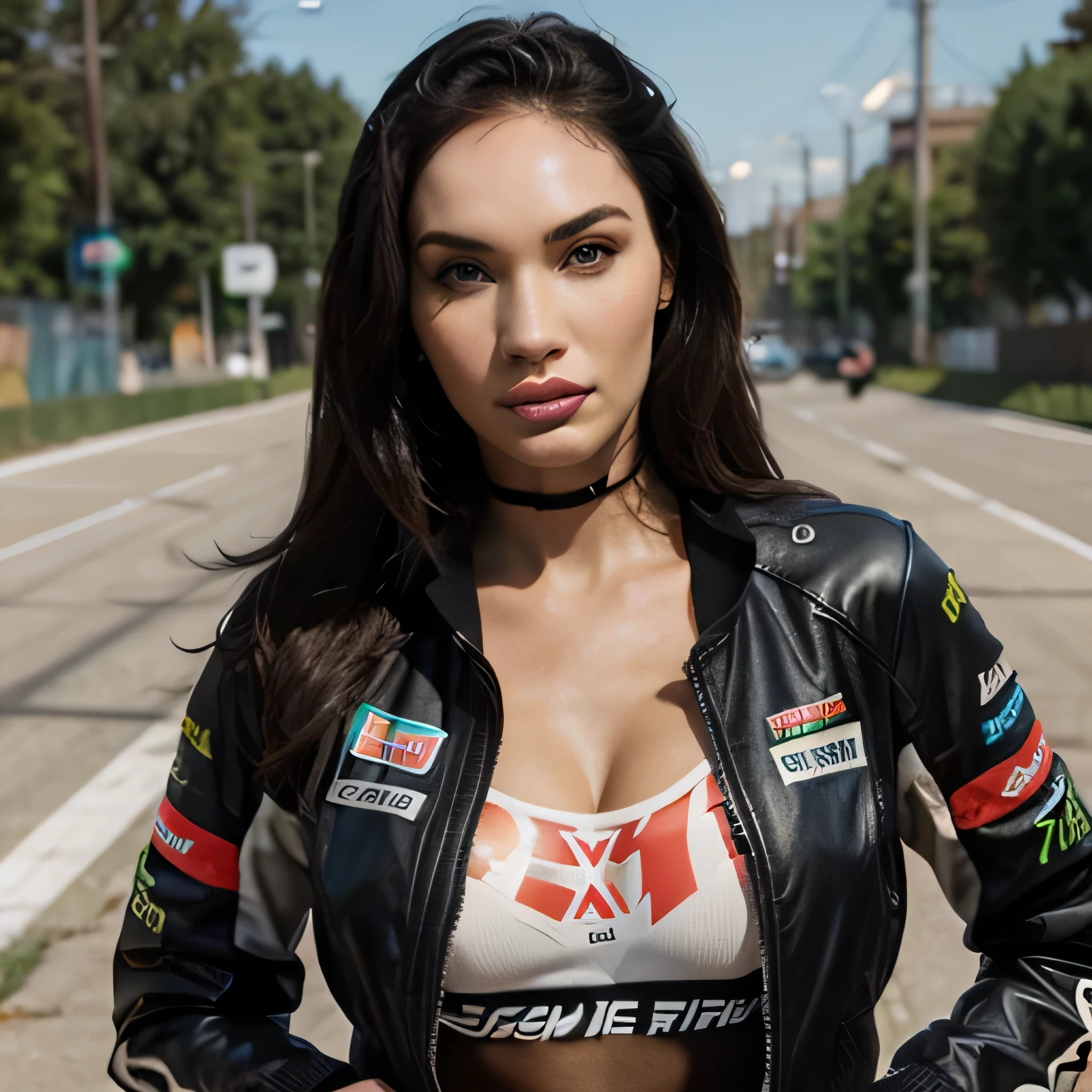 Megan Fox jacket in logo moto GP face hight kvalit