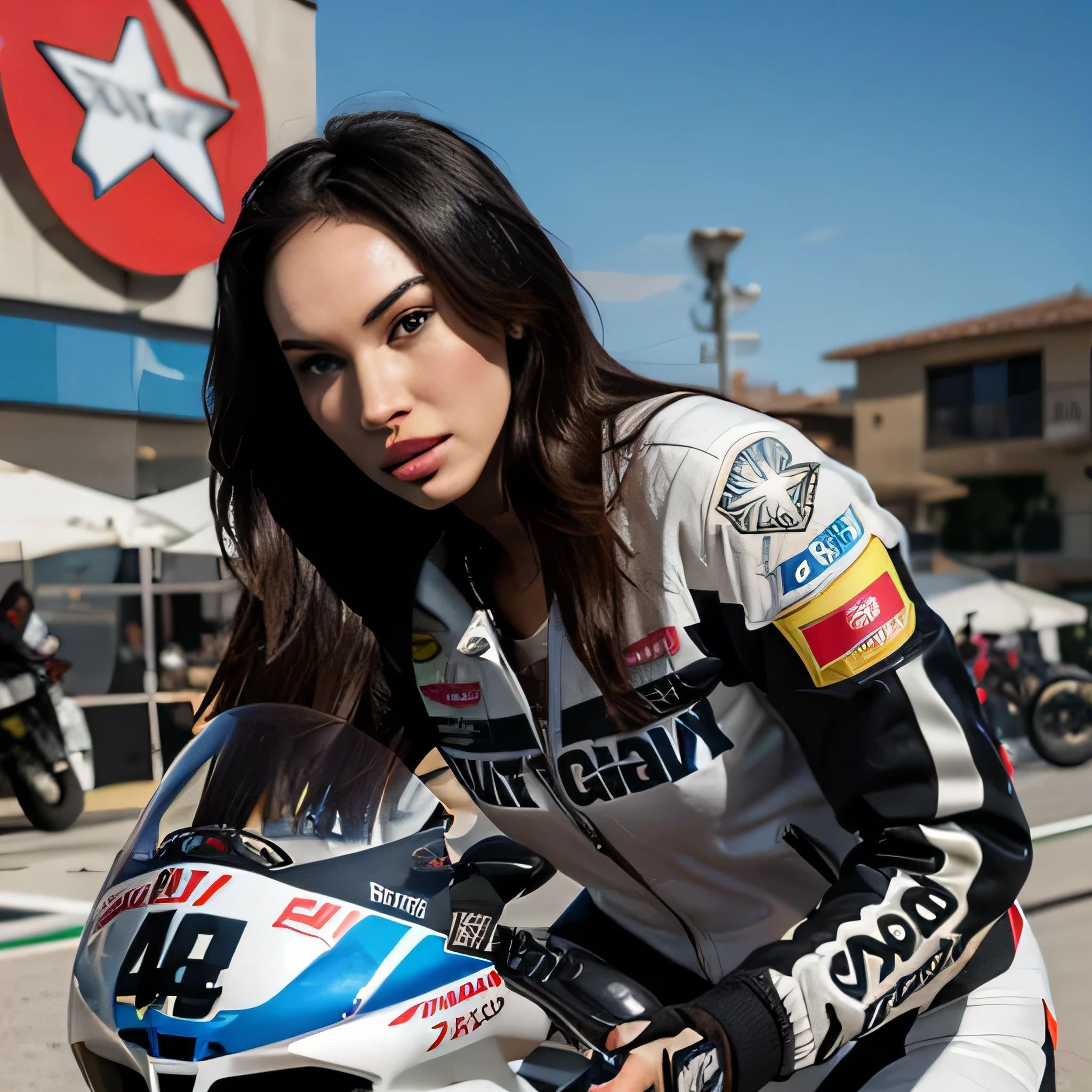 Megan Fox jacket in logo moto GP face hight kvalit