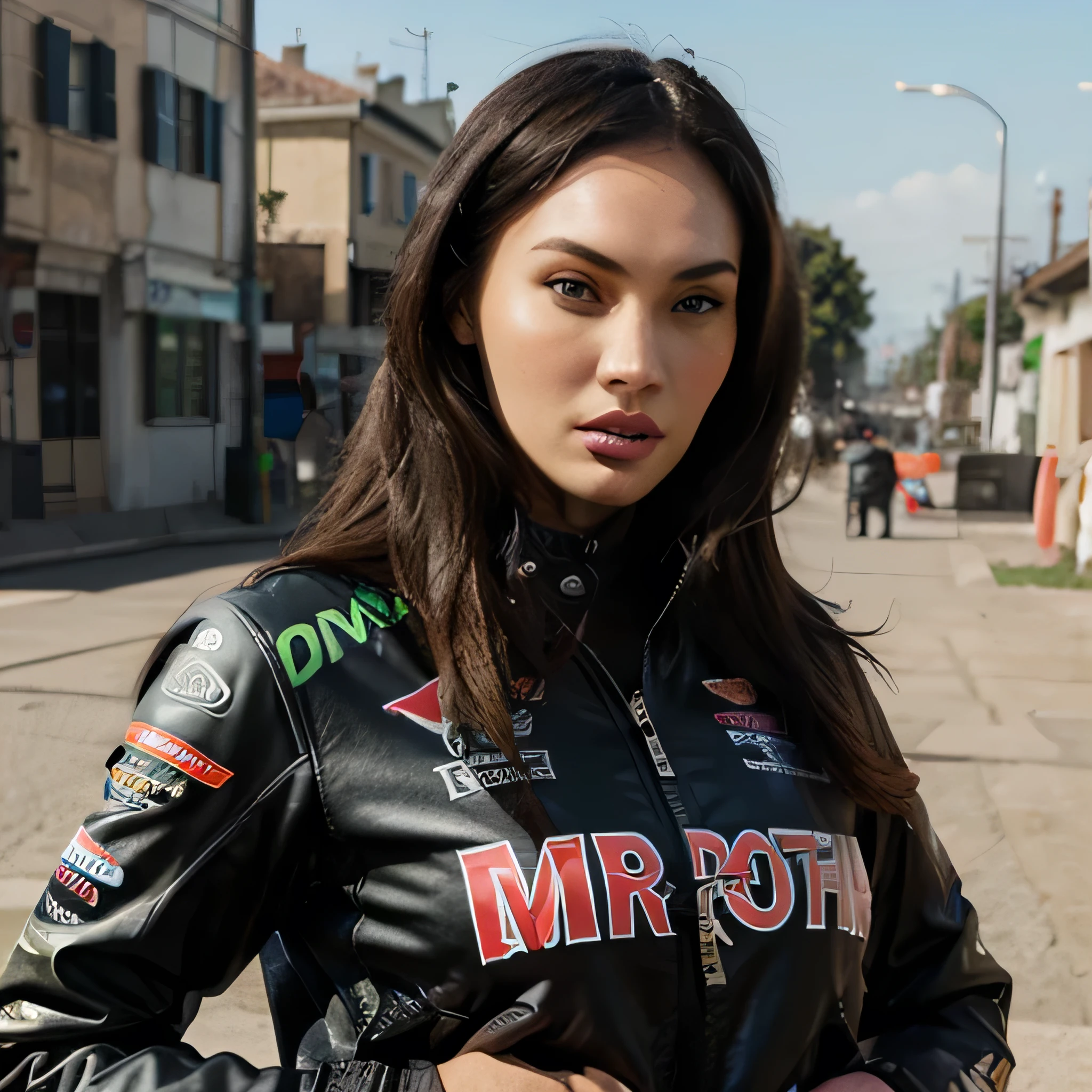 Megan Fox jacket in logo moto GP face hight kvalit 