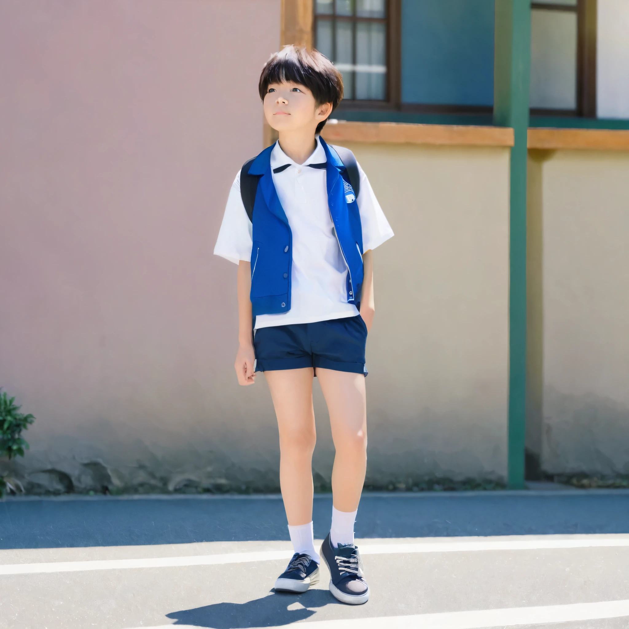 日本人小学生の泣いているboy Shorts shoes、boy、Looking forward、Hand in hand、Dabbling