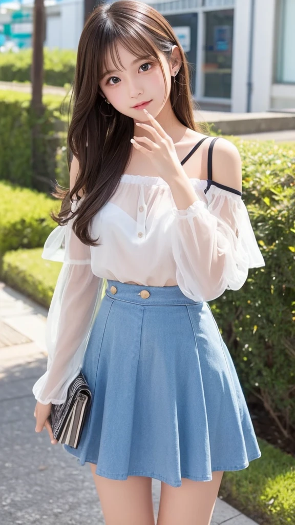 Cute Girls、high school girl、Idol、mini skirt、See-through、Off the shoulder、Fluttering in the wind