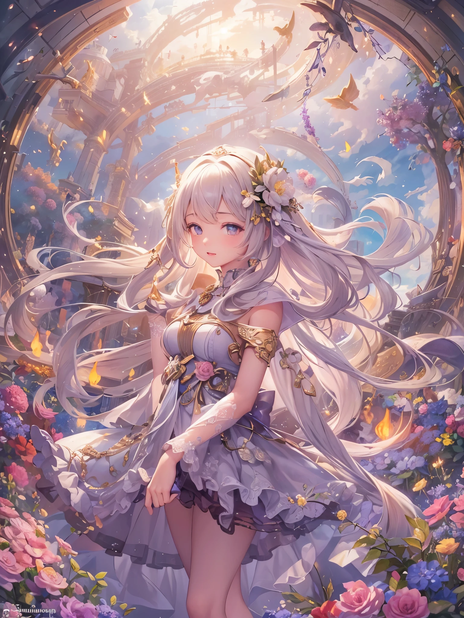 ((Highest quality)),(Ultra-high resolution),(Super detailed),(Detailed Description),((The best CG)),(masterpiece),Highly detailed art,(Art with precise detail:1.5), The End of the Far Sky:1.5, The gate to another world is unlocked:1.3, A symphony plays, Endless Time:1.4, dream:1.6,