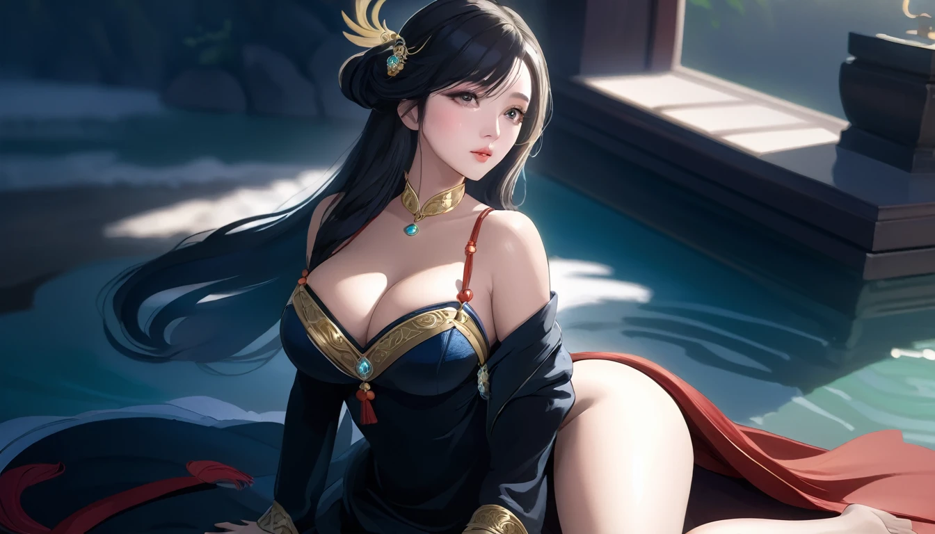 穿着华服的神明Strike a pose拍照, Ancient mysterious sexy goddess, Traditional beauty woman, Beautiful female warrior god of war , Beautiful sexy goddess, Gorgeous role-playing, high, Beautiful young girl, Beautiful woman, 华丽Beautiful woman, Complex clothing,Chinese Mystical Aesthetics, Beautiful Asian ancient mysterious girl, Extremely detailed shot of the goddess, Jaw-dropping sexy beauty, Big breasts deep neckline sexy belly button(butt), (bedroom), (Sexy Girls), masterpiece, best quality, Bangs, blush, Chest, clavicle, Eyebrows visible through hair, (Gradient red and gold hair), Jewelry, Long hair,Bright Eyes, ring, (solitary), illustration, fashionable, miss, Strike a pose, background, element, confident, Express, Accessories, majestic, striking, key point, Dynamic poses, ((plump)), (black))Woman in transparent dress,Viewer,(((Full breasts, Keeley University))),Slim waist,(Navel exposed,Bare waist), Long hair, extreme detailed details, Detailed fantasy art, Stunning character art, Beautiful and exquisite character art, Beautiful transparent dress, Very detailed, Large Breasts,饱满Chest,Golden ratio figure,Perfect body,Ultra wide-angle shooting,Full body shot拍摄,Body close-up,Full body shot,Wearing a pleated tulle skirt,柔和动漫illustration, 柔和的深色background,Fujifilm XT3 Clear focus, f 5.6, High Detail, Clear focus,(Wearing openwork clothing),, (Natural light), (Tempting)translucent, Good velvet quality, Compared, Divine Light,, Silver hair, 天空background, Absolute Strength,Female Shinmei,穿着性感丝绸的Female Shinmei,,Large Breasts,饱满Chest,Golden ratio figure,Perfect body,Ultra wide-angle shooting,Full body shot,Body close-up,Full body shot, Wearing a tulle dress, Model shooting style, Large Breasts,饱满Chest,Golden ratio figure,Perfect body,(Extremely detailed CG 8k wallpaper unit), The most beautiful artistic photos in the world, , 8K Ultra HD, ) on the beach,Sexy lazy posture,Sexy seductive expression,best quality,masterpiece,Ultra-high resolution,(Practical:1.4),original photo,Ultra-high resolution