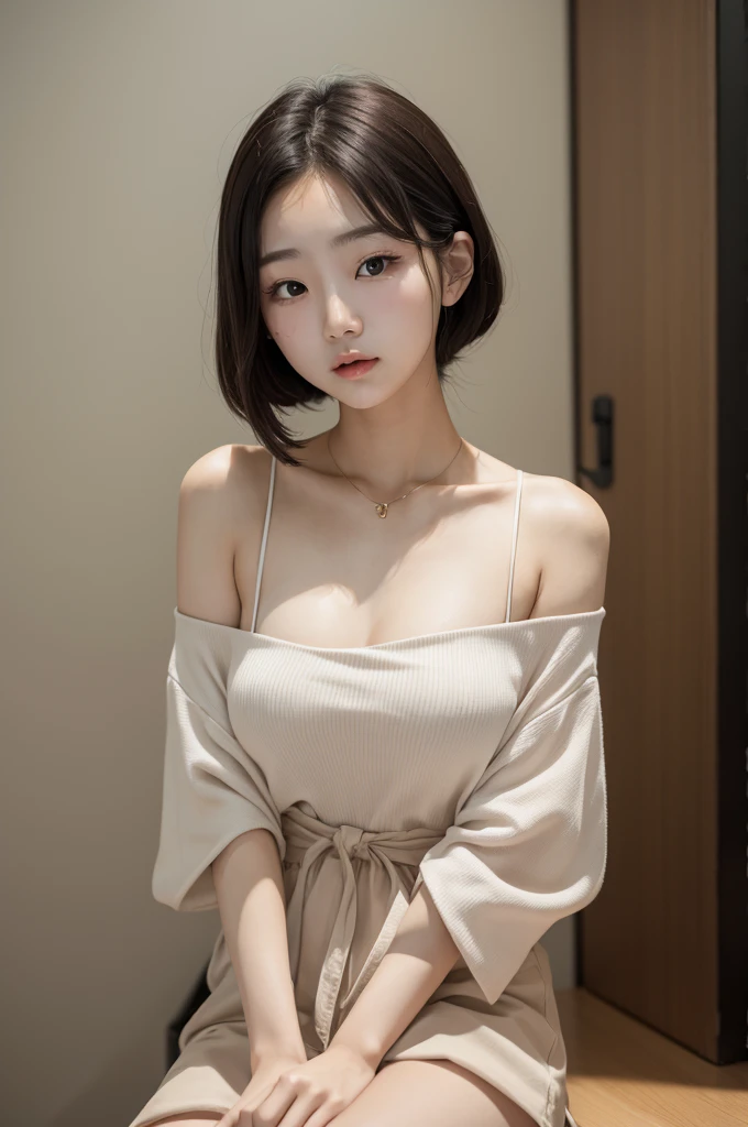 A young Korean woman with a very short neckline