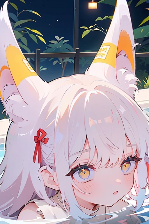 Head to Ear、The bath is for aliens, and the yellow eyes of the foxes are visible.