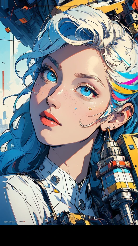 (((masterpiece, highest quality))),(((solo:1.2))),(((1girl:1.2))),32k wallpaper, very detailed, poster, vintage science fiction,(((((geometric cinematic movie poster))))), ((bauhaus)),(shape),(((abstract))),(mid century modern),movie poster,(((((portfolio))))),(((((Close-up))))),(((((bust up))))),((((more various angle)))),((((highlight)))),Vast landscape,((((heterochromia)))),(((complete. detailed face))),((((Extremely talented)))),(((((most complecated futristic machine))))),(Colorful color scheme),(((detailed unlimited mechanic lady)))