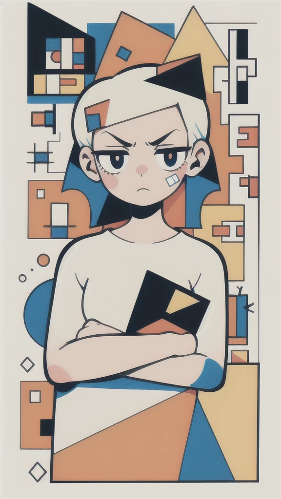 One girl,Cubism,Fragmented,Geometric,Multiple Perspectives,Abstract,, (masterpiece, 最high quality, high quality, High resolution, Very detailed),