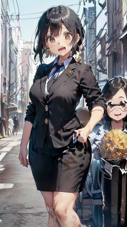 (must be follow these prompts:2.2),masterpiece,best quality,extremely detailed,(in her clothing:3.0),(in her formal styled business suit clothing:2.6),(adorable expression:2.5),(usual face:2.2),(displayed one girl on single picture:2.4),(black hair:2.1),(A short, slightly plump new employee in a business suit working in modern Tokyo:2.2),(The new employee is short and wears a business suit that looks ready to burst.:1.8),(A cute moan like a young girl:2.1),(その新入社員はInnocent faceをしていてとても可愛い:1.9),(The new employee is wearing a business suit that has been stained with a slightly brownish-yellowish stain from a previous .:1.8),(The new employee's breasts, covered by her business suit, are bulging out due to her strong sexual desire.:1.9),(Lewd love juices dripping down the inner thighs of his dark grey trousers:2.1),(in her clothing massively ejaculated:2.6),(in her clothing over and over again ejaculated:2.4),(japanese frousy girl:1.7),(in her clothing unbelievably ejaculated:2.4),(men's elected twangers were inserted her:2.3),(in her clothing massively ejaculated:2),(she was already stroked up to the depth intervaginal sensual spot:1.7),(notably buldged up her inner labia majora:2.6),(A young, shy moan:1.5),(big breasts in her clothing:2.2),(A new employee with a very innocent look while working in the office:2.3),(The new employee is short but has a slightly plump body.:1.9),(The crotch of his dark grey trousers is heavily discolored with love juice stains.:2.5),(The new employee is convulsing and dripping love juice from her pussy, which is hidden under her pants.:1.8),(The new employee's dark grey trousers, tightly encircling her plump thighs, are damp with lascivious secretions.:1.9),(The new employee endures the slush between his legs by keeping his dark grey trousers on tight.:2.5),(The corner of a young girl's body々A new employee whose entire body was toyed with by the lewd urges that wriggled wetly.:1.7),(A new employee who is always holding his crotch over his dark grey trousers:1.7),(A moan filled with childish embarrassment:1.5),(The new employee's suit-covered breasts and nipples are bulging with lust.:1.8),(The new employee's lewd body beneath her clothes is swelling slightly with her lascivious reaction.:1.6),(The new employee works very diligently.:2.5),(The new employee has short, thick legs.:1.6),(first time々New Employees:2.2),(she looks like japanese idol:2.3),(The dark grey trousers are made of a durable fabric that will never tear.:4.3),(Her bursting breasts are completely hidden under a dark grey office suit:1.8),(she looks like a lolita:2.0),(All of this happened to the new employee himself, not anyone else.:2.1),(Slimy semen was leaking from the crotch area of his dark grey trousers.:1.6),(tough business suit:2.2),(Make sure to depict the face:5.3),(Calm expression:4.3),(Innocent face:3),(The story focuses on just that one new employee.:3.3),(The only characters that appear are the new recruits.:4.2),(Portrait Style:5)