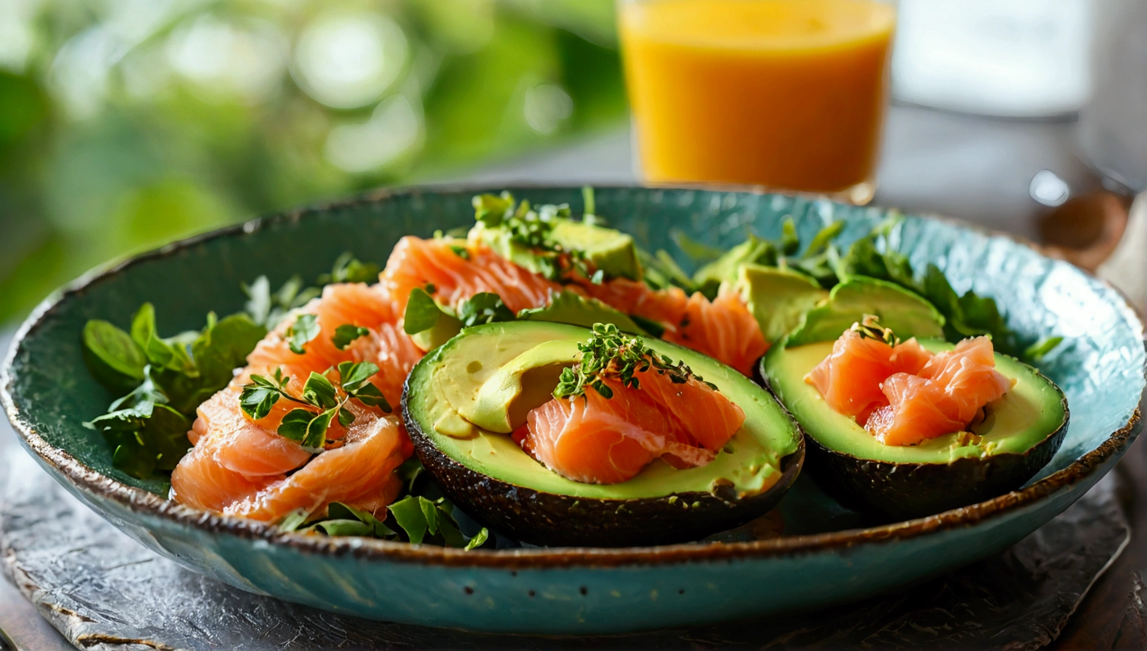 create breakfast with avocado and salmon