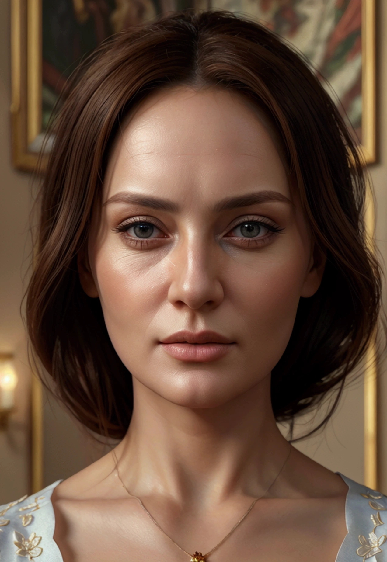 A beautiful, mature Russian woman looking directly at the viewer, (best quality,4k,8k,highres,masterpiece:1.2),ultra-detailed,(realistic,photorealistic,photo-realistic:1.37),cinematic frame, intricate details:1.3,extremely aesthetic,absurd,professional
