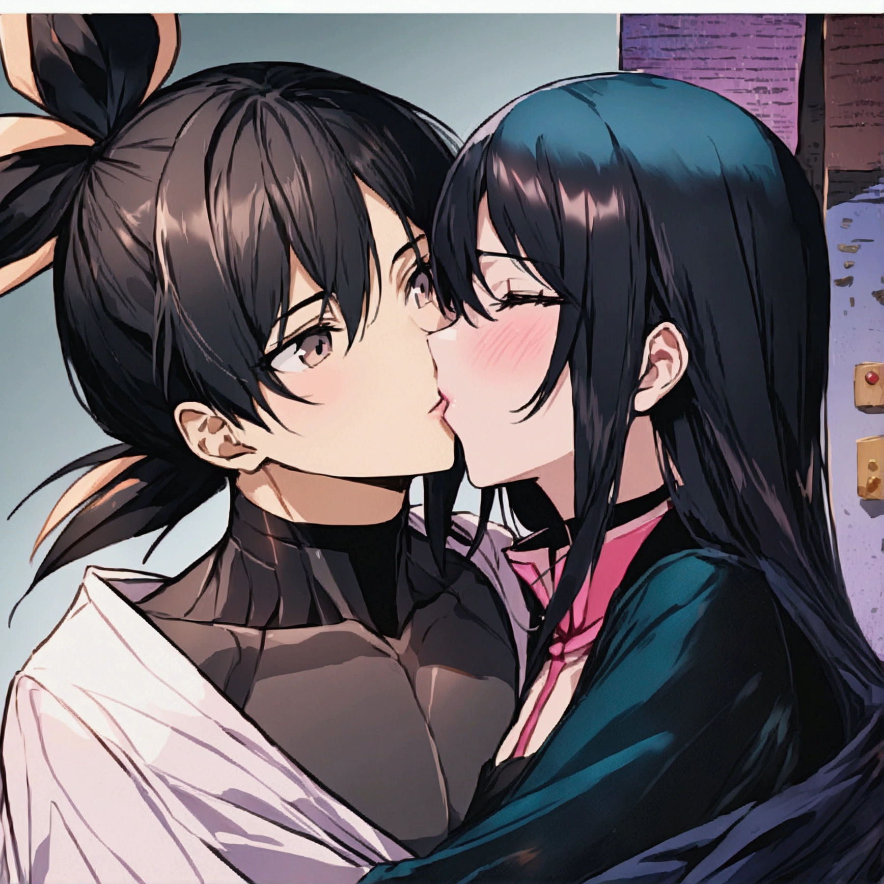 ((masterpiece)) ((A boy)) ((A girl)) ((hugged)) ((kissing)) ((Front view)) ((Best Quality)) ((Better resolution)) ((lovers))
