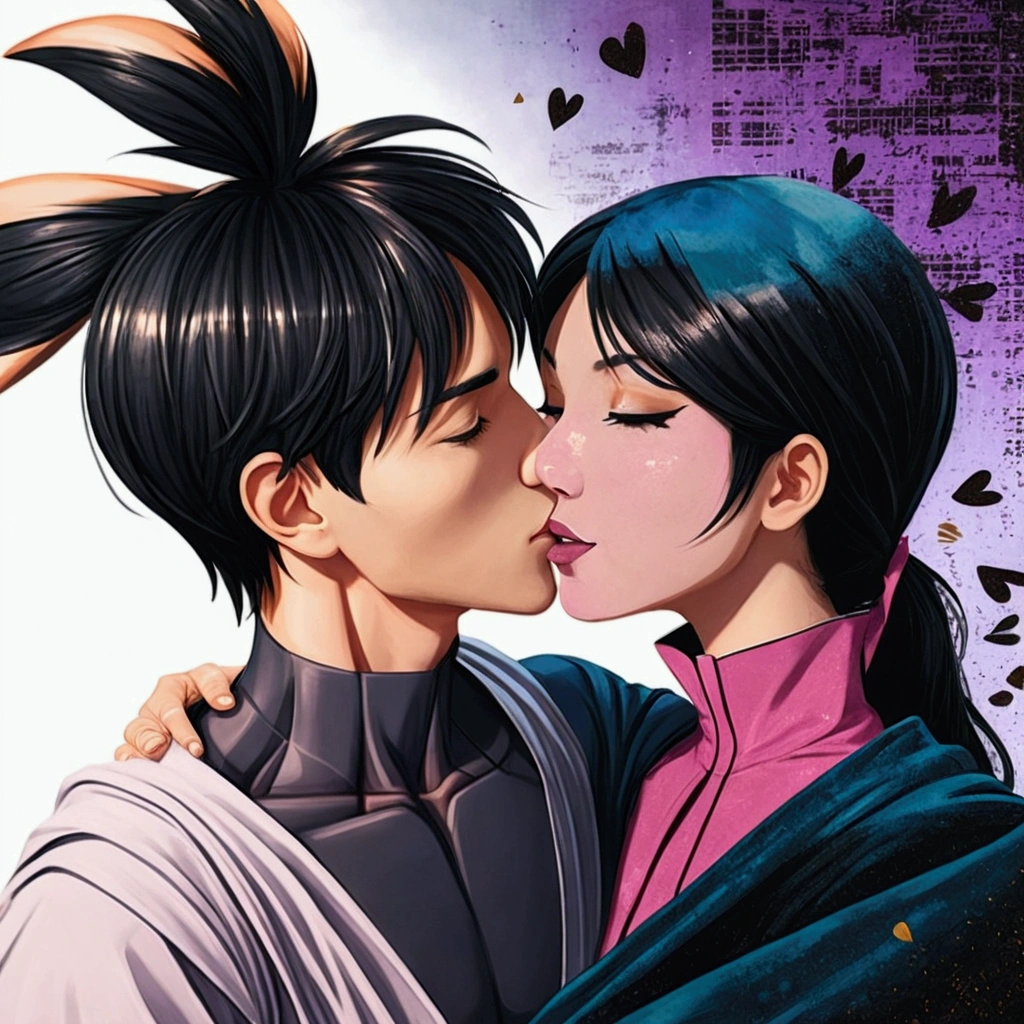 (((masterpiece)) ((A boy)) ((A girl)) ((hugged)) ((kissing)) ((Front view)) ((Best Quality)) ((Better resolution)) ((lovers))