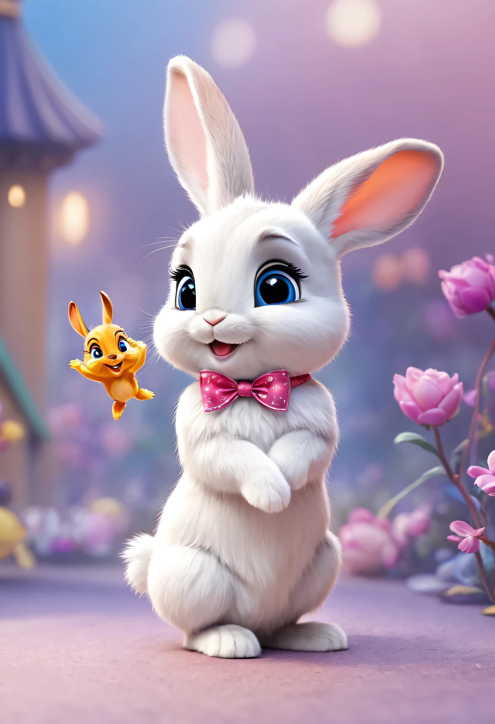 Cute little rabbit with Disney characters