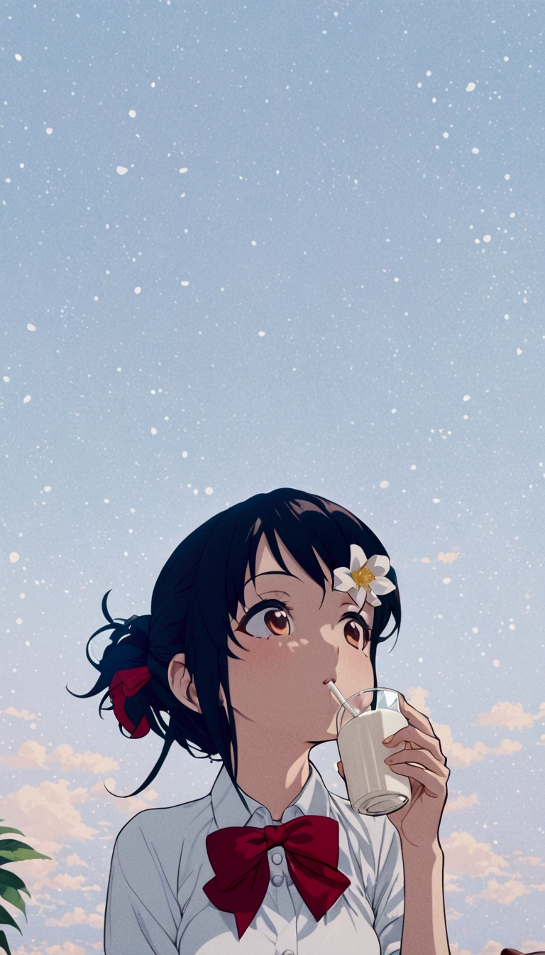 anime girl, drinking milk, cute girl, energy drink, anime style, lofi girl, official art, lofi, straw, anime moe artstyle, hyper detailed, high quality, intricate details, 4k, photorealistic, masterpiece, vibrant colors, warm lighting, soft focus, elegant, graceful, peaceful expression, flowing hair, delicate features, glass of milk, straw, sitting on a couch, cozy room, natural daylight, clean lines, soft edges, dreamlike atmosphere