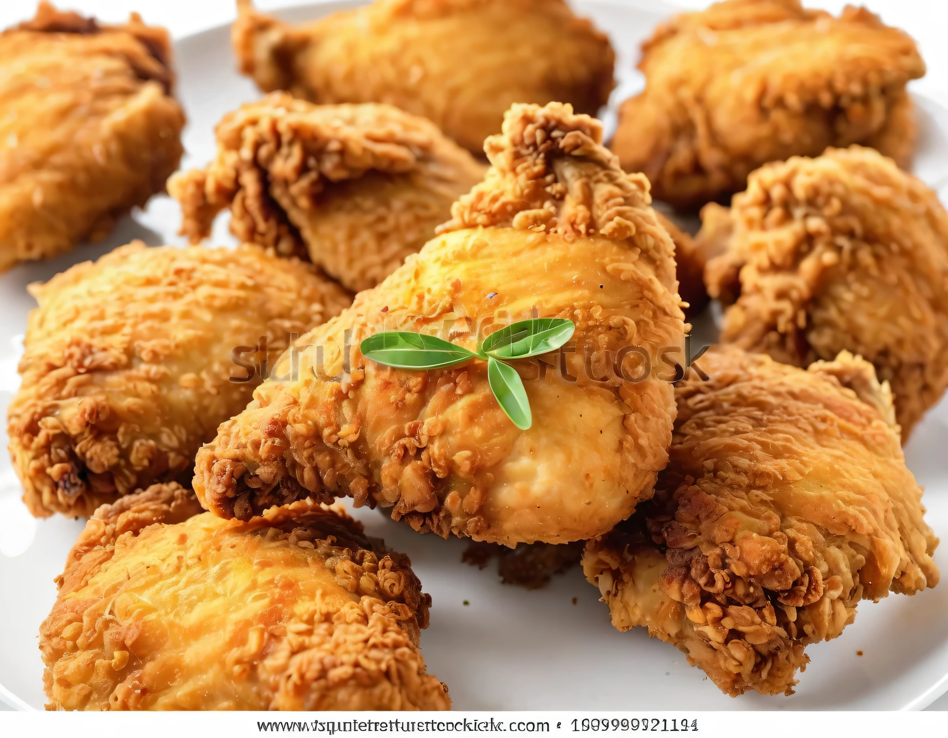 Fried chicken, crispy fried chicken thighs, isolated on white background