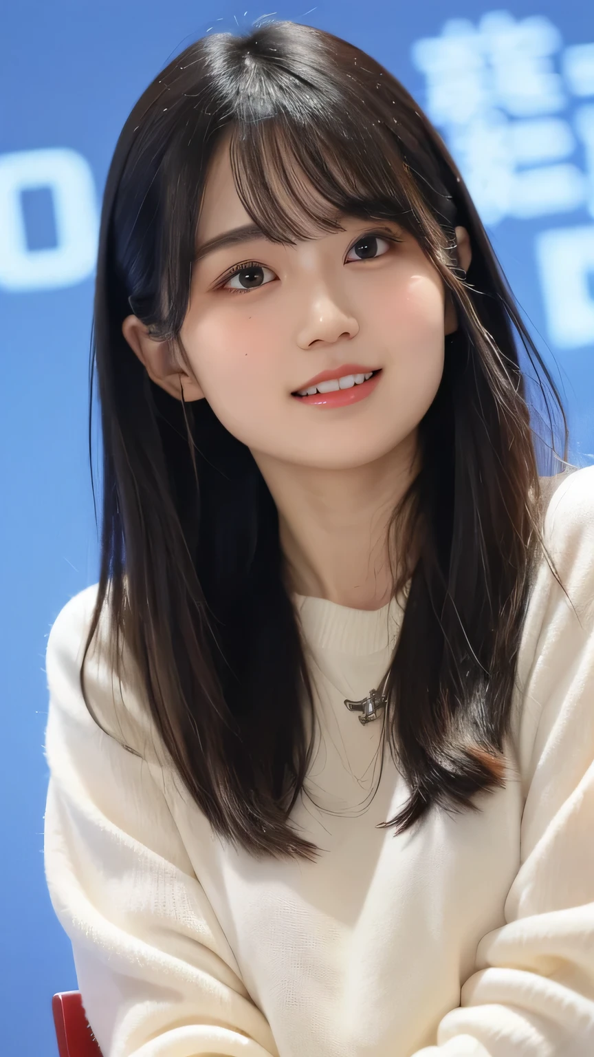 Fat around the face and stomach、whole body、A fun pose、(Highest quality, 8k, 32K, masterpiece, Ultra-high resolution: 1.2), Cute Japanese Women Photos, Very short bob hair, (Extra Large_sweater,:1.1), Simple Background, Leaning forward,
