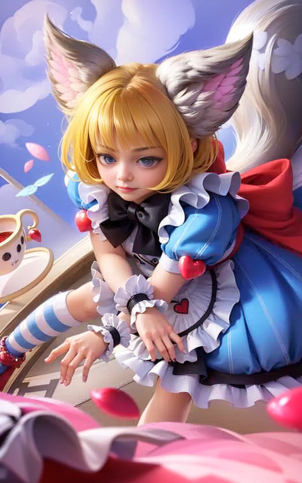 gadis kecil, bermata sipit,masterpiece, ((perfect eyes)) best quality, (semirealism:1.9), beautiful lighting, (extremely detailed CG unity 4k fhd wallpaper), High Detail, Sharp focus, dramatic outdoors, 1girl ,s old, white hair, light purpel eyes, smile.