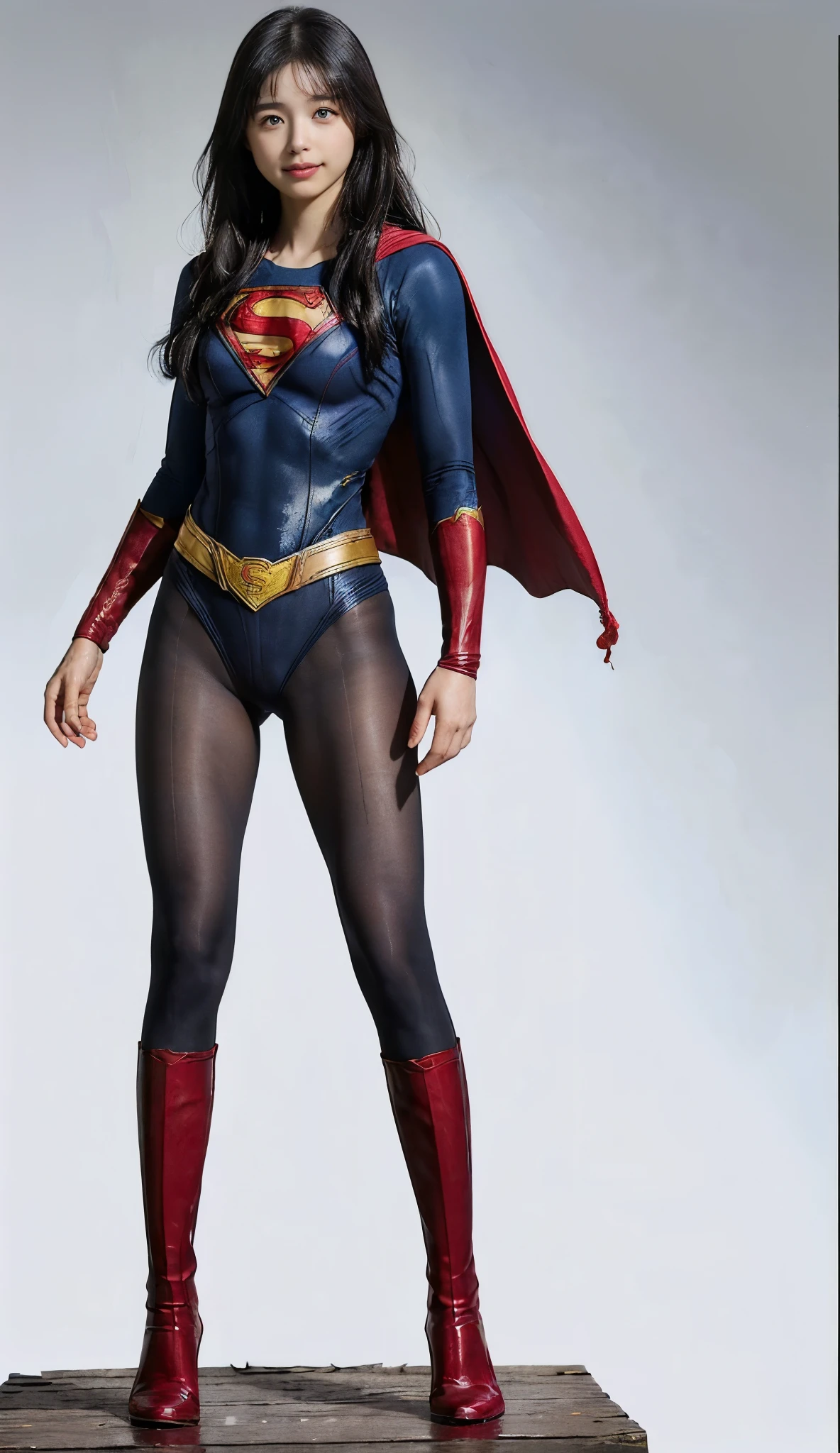 No background、(((Beautiful legs in black tights.)))、(((Legally express the beauty of your smile)))、((((Make the most of your original images)))、(((体にぴったりフィットするSupergirl Costume)))、(((Supergirl Costume)))、(((short and beautiful hair)))、(((suffering)))、(((Please wear black tights....、Wear red boots)))、((Best image quality、8k))、((Highest quality、8k、masterpiece:1.3))、(((Preserve background )))、Sharp focus:1.2、Beautiful woman with perfect figure:1.4、Slim Abs:1.2、Wet body:1.5、Highly detailed face and skin texture、8k