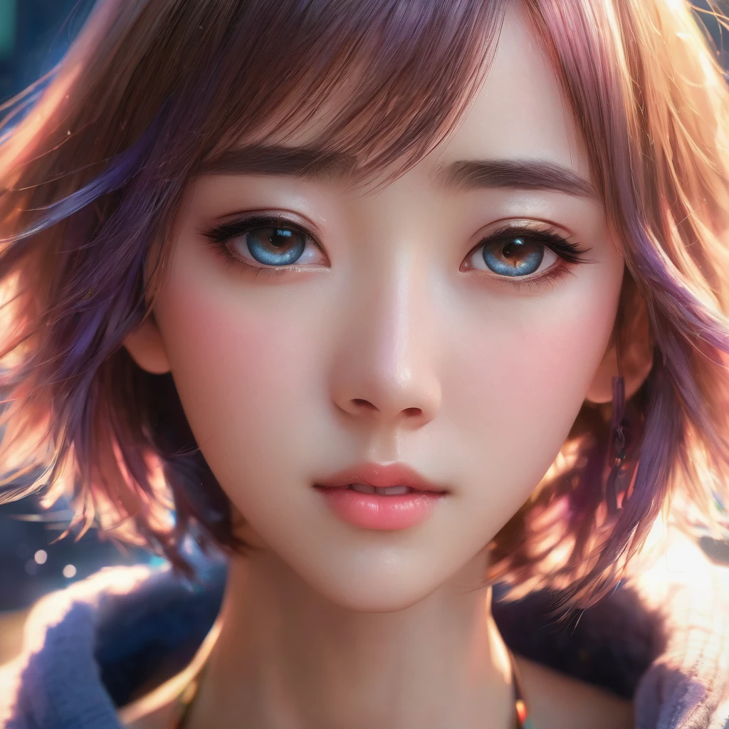 a beautiful anime-style girl, detailed intricate colored hair, big dreamy eyes, symmetrical features, smooth soft skin, detailed captivating face, soft lighting, digital painting, makoto shinkai, stanley artgerm lau, wlop, rossdraws, concept art, (best quality,4k,8k,highres,masterpiece:1.2),ultra-detailed,(realistic,photorealistic,photo-realistic:1.37),HDR,UHD,studio lighting,ultra-fine painting,sharp focus,physically-based rendering,extreme detail description,professional,vivid colors,bokeh