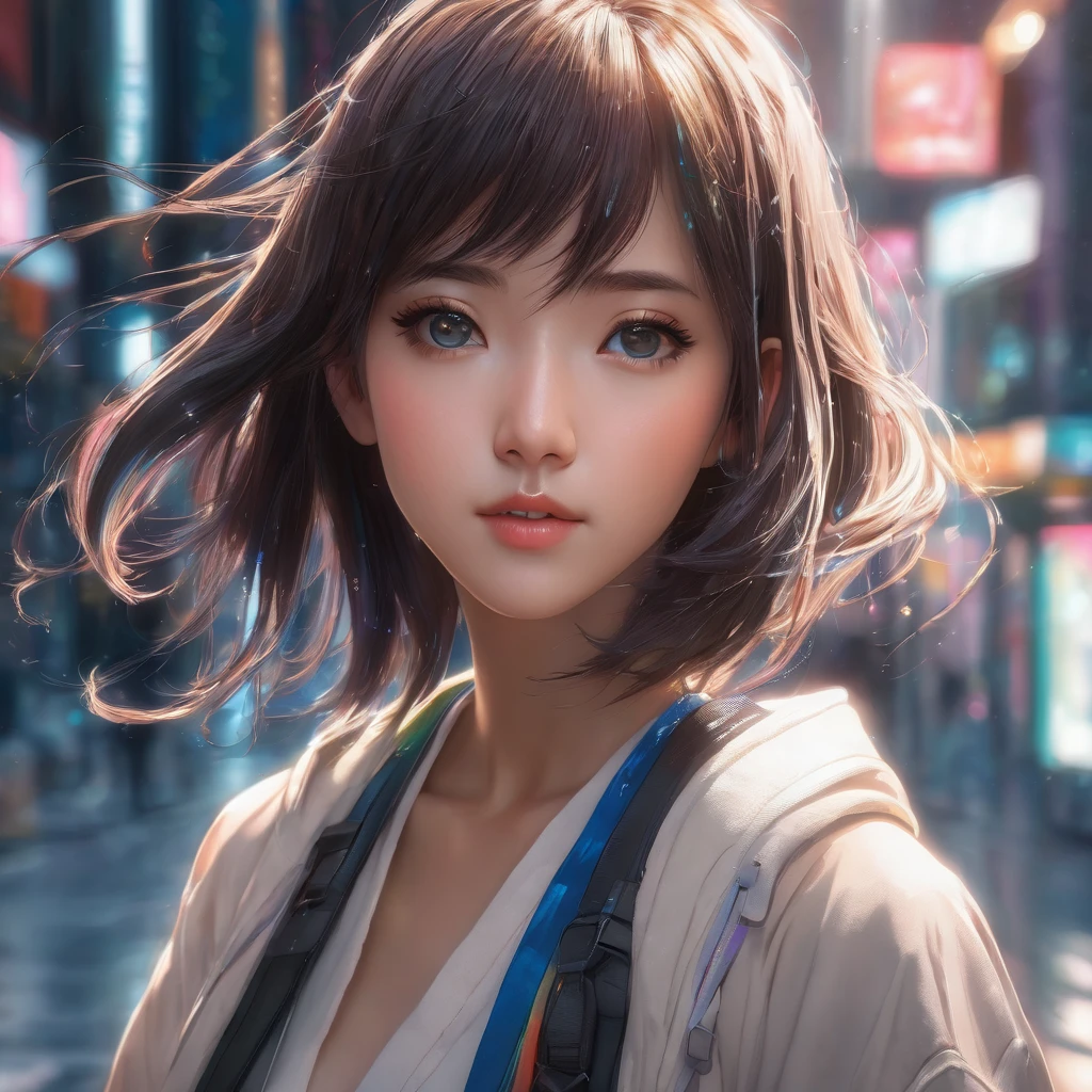 a beautiful anime-style girl, detailed intricate colored hair, big dreamy eyes, symmetrical features, smooth soft skin, detailed captivating face, soft lighting, digital painting, makoto shinkai, stanley artgerm lau, wlop, rossdraws, concept art, (best quality,4k,8k,highres,masterpiece:1.2),ultra-detailed,(realistic,photorealistic,photo-realistic:1.37),HDR,UHD,studio lighting,ultra-fine painting,sharp focus,physically-based rendering,extreme detail description,professional,vivid colors,bokeh