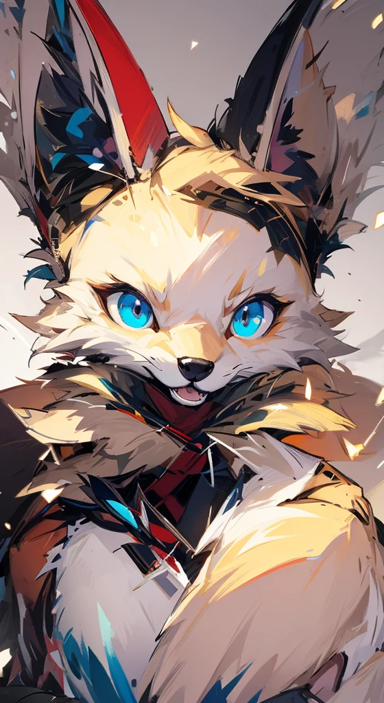 make the same fox but don't use white, make it completely black, create even more intense eyes that glow