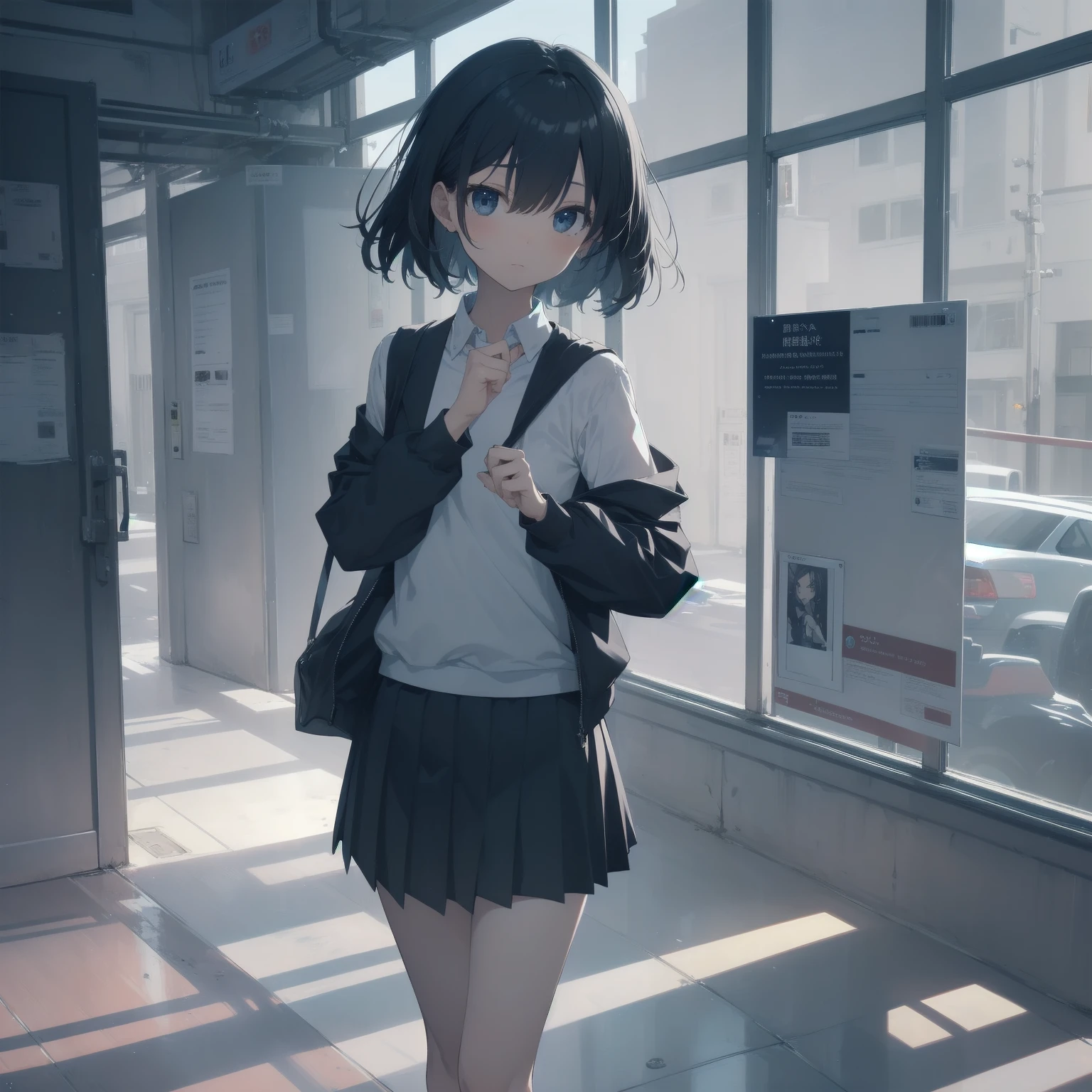 ultra-absurdres-Top quality by artist God, ultra-detailed, high resolution, anime moe artstyle, best anime 8k konachan wallpaper, pixiv contest winner, pool:2810, perfect anatomy,break, 1girl, (Please draw a girl walking sleepily to school alone. )break,(Solo,little female, 13-year-old:1.3),Full limbs, complete fingers,a junior high school student, (very short hair), short cut, flat chest, , small butt, small black eyes, beautiful detailed eyes, well-proportioned iris and pupils, expressive eyes, highres detailed hair, soft expression, salor school_uniform, sailor collar, serahuku, bow, pleated skirt,(Detailed Lighting), (Detailed background), in the School commute route. break,super detailed skin, Best cinematic lighting powered by famous artist, 8k,beauty illustration,photoshop_(medium),very aesthetic,break,((artist:zen_(kamuro) )), artist:clamp ,artist:carnelian ,artist:kantoku ,