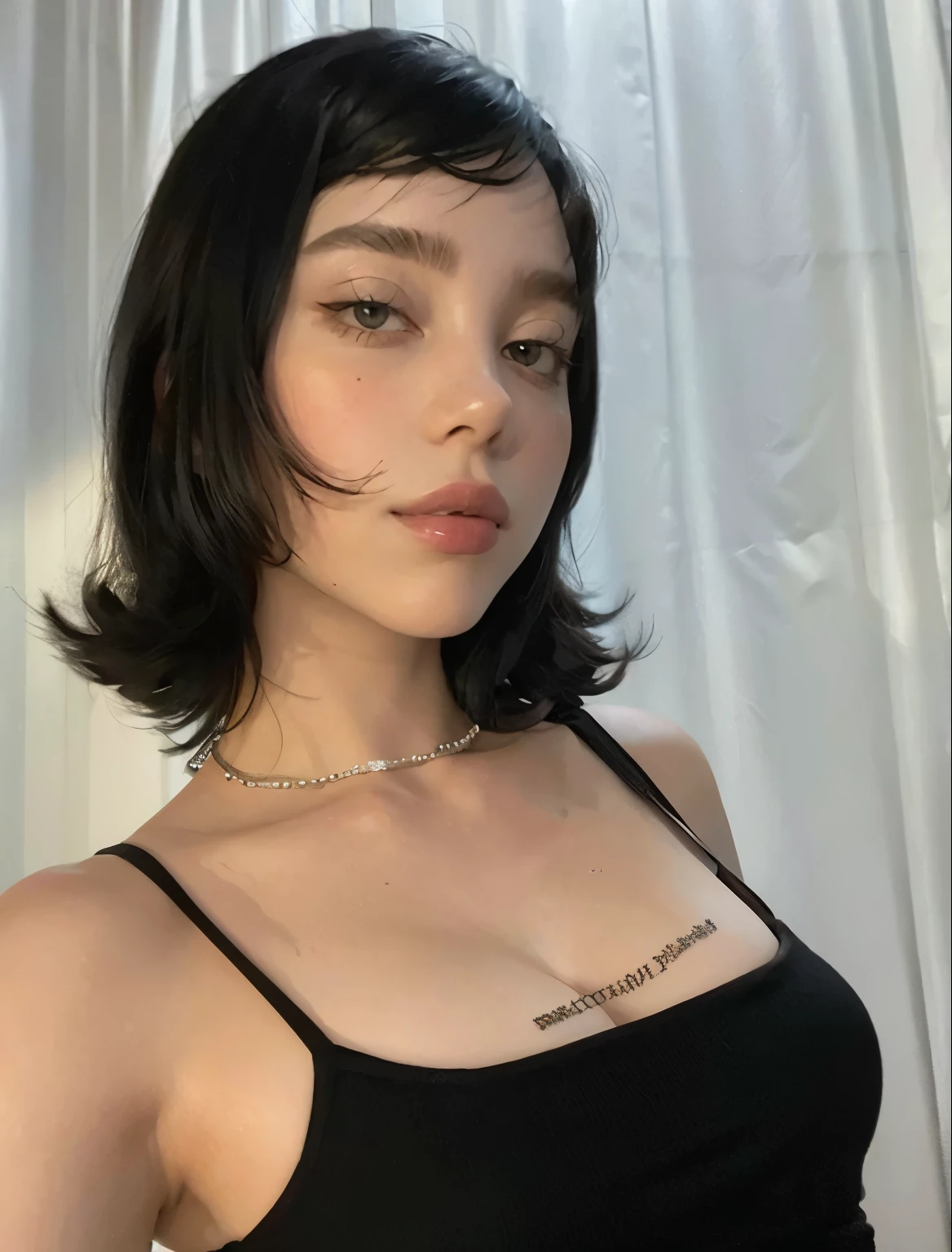 A closeup of a woman wearing a black hat and a black leather choke, usando gargantilha preta, Gargantilha, choker on the neck, cruel korean goth girl, choker around the neck, usando gargantilha, gargantilha de couro preto, wearing a chocker and cute hat, gargantilha preta, uma gargantilha preta, coleira de piercings, usando gargantilha preta intrincada, colar de gargantilha preta, usando gola de couro detalhada