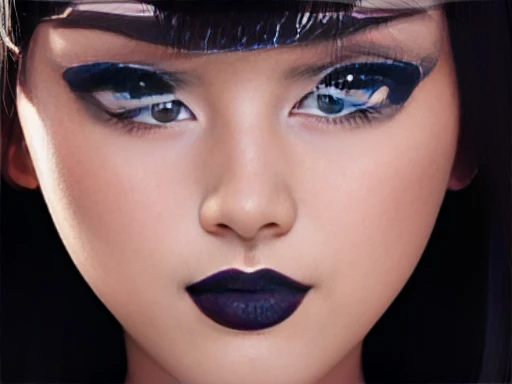 Beautiful girl short black hair, blue eyes white skin, black eyeliner , black manicure and voluminous red lips, beautiful and perfectly detailed face, nsfw image 1.2 high resolution 12k gotich makeup fanart Stunning wallpaper