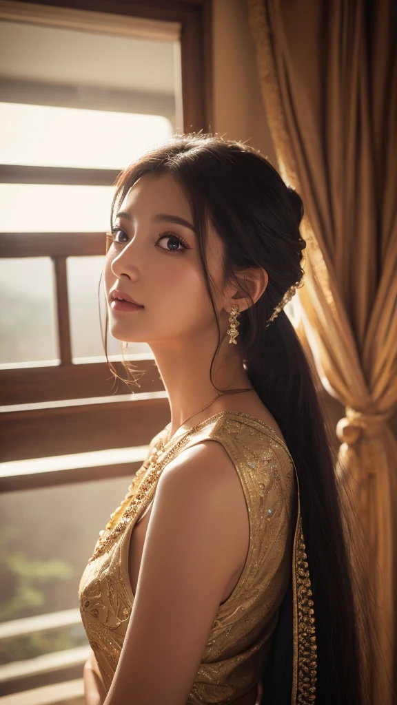 A beautiful goddess looking straight ahead

