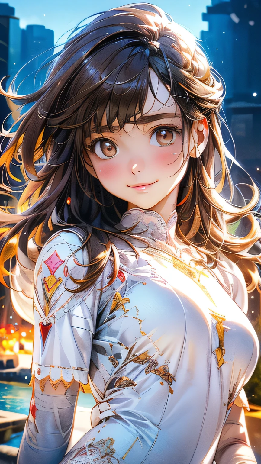 (masterpiece:1.2, Highest quality), (Realistic, photoRealistic:1.4), Beautiful illustrations, (Natural Side Lighting, Cinema Lighting), 
View your viewers, 1 girl, Japanese, Junior high school girl, 14 years old, Perfect Face, cute and symmetrical face, Glowing Skin, thin, 
(Mid-length hair:1.2, Half Up:1.4, Light brown hair), Asymmetrical bangs, Brown eyes, Long eyelashes, (Mid-chest:0.7), 
Beautiful Hair, Beautiful Face, Beautiful details, Beautiful clavicle, Beautiful body, Beautiful fingers, (((Panties are visible))) ((Very large saggy tits)), ((In underwear、White lace underwear))((Fullback panties))Underarm , Slightly , Very large breasts, Full body angle, 14 year old woman , Thick thighs
((Detailed cloth texture)), 
(Beautiful views), evening, (River side), Are standing, (cute, cute smile, Upward glance),