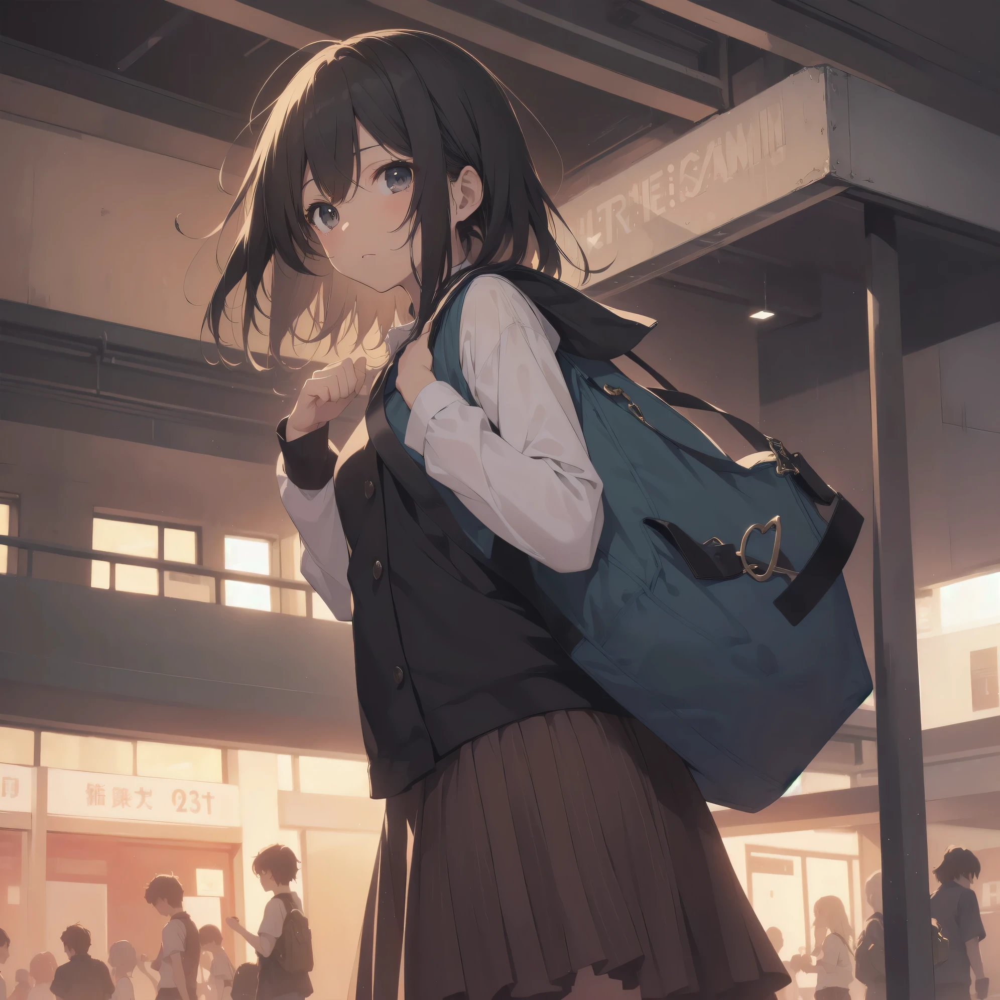ultra-absurdres-Top quality by artist God, ultra-detailed, high resolution, anime moe artstyle, best anime 8k konachan wallpaper, pixiv contest winner, pool:2810, perfect anatomy,break, 1girl, (Please draw a girl walking sleepily to school alone. )break,(Solo,little female, 13-year-old:1.3),Full limbs, complete fingers,a junior high school student, (very short hair), short cut, flat chest, , small butt, small black eyes, beautiful detailed eyes, well-proportioned iris and pupils, expressive eyes, highres detailed hair, soft expression, salor school_uniform, sailor collar, serahuku, bow, pleated skirt,(Detailed Lighting), (Detailed background), in the School commute route. break,super detailed skin, Best cinematic lighting powered by famous artist, 8k,beauty illustration,photoshop_(medium),very aesthetic,break,((artist:zen_(kamuro) )), artist:clamp ,artist:carnelian ,artist:kantoku ,
