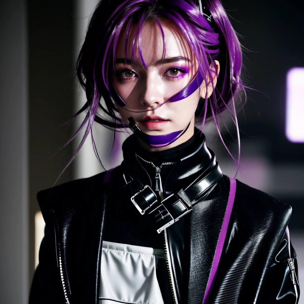 フェイスペイントをしたサイボーグのBeauty, whole body, cyber punk, Fashion Model, Beauty, Francis Bacon's painting style