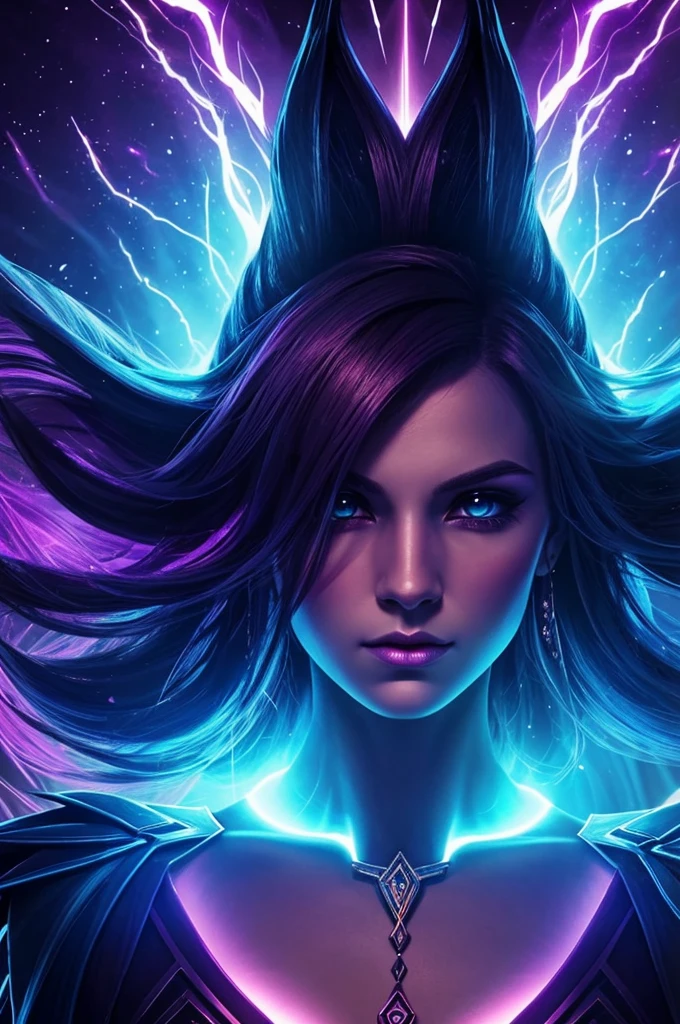 "Create an illustrated portrait of a video game character with godly abilities. The character should have an ethereal, otherworldly presence, exuding immense power. Their facial features should be obscured or not visible, adding to the mystique and divine nature. Use a mix of vibrant and dark colors to convey the character's aura and strength."