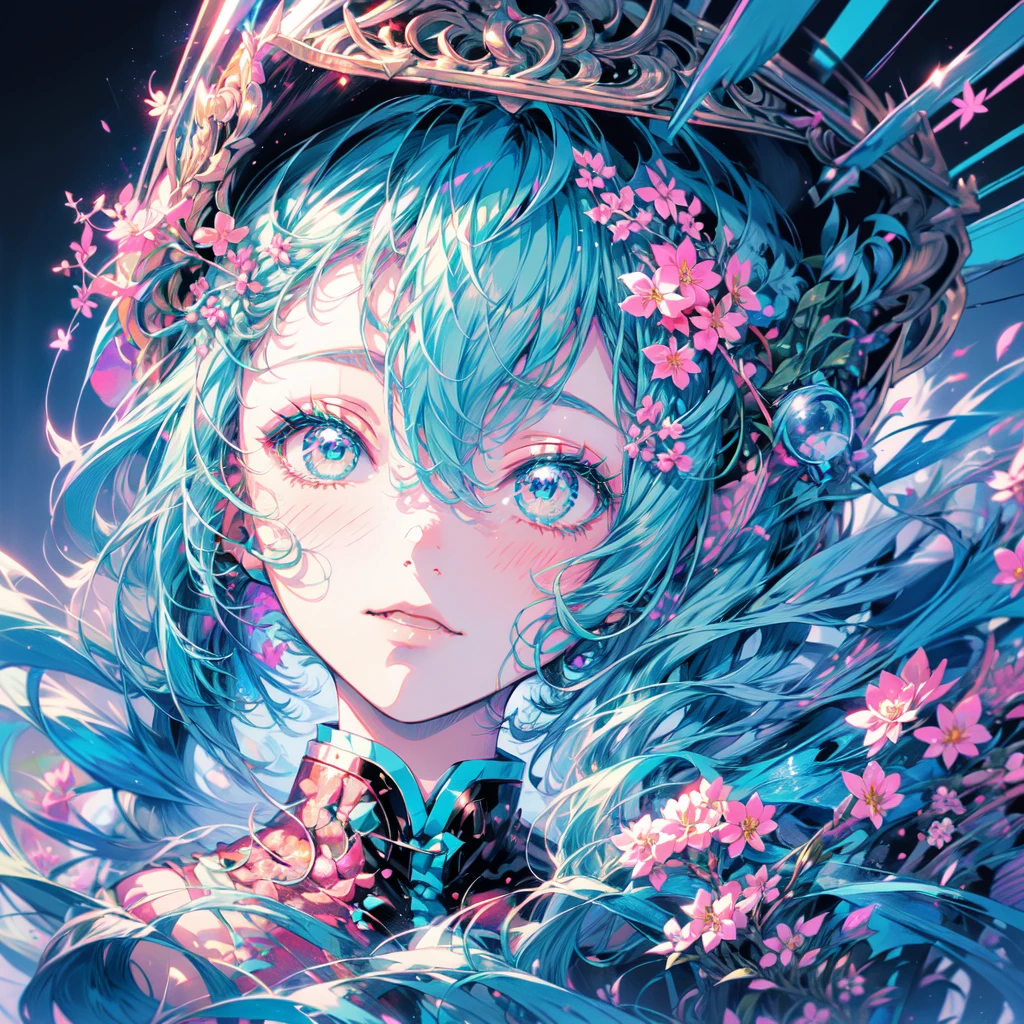 ((Hatsune Miku 1.5)))
(Highest quality, High resolution, Super detailed, Realistic), anime, Dark-skinned geisha, Green Eyes, umbrella, fan, Traditional Japanese Clothing, Delicate makeup, Complicated hairstyle, Mysterious atmosphere, Glowing lantern, Cherry blossom background, dim garden, Quiet Pond, water flowing, Heavenly Beauty