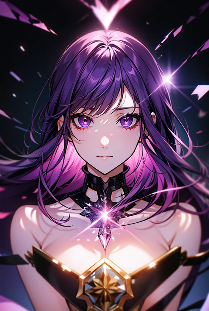 purple hair, shiny hair, crystal hair, Surrealism, anime, backlighting, 8k, super detail, UHD, retina, accurate, anatomically correct, textured skin, super detail, high details, high quality, award winning, best quality, highres
"Create an AI-generated image of a girl with purple hair, evoking destruction and regeneration. Set the background to represent a world of black and white."