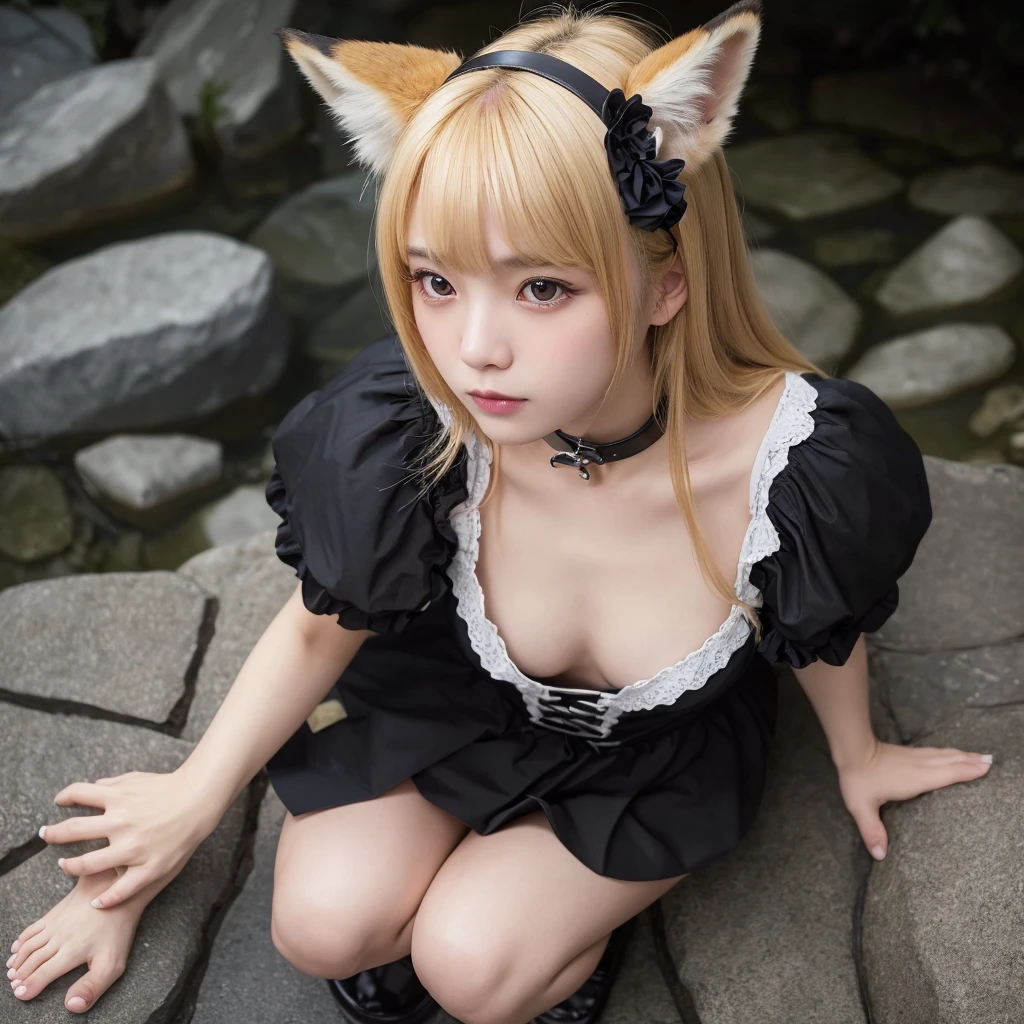 (Highest quality:1.2),32k HDR,High resolution,(20-year-old woman),(Ultra Wide Angle),(View from above:1.2),((Glaring at the camera)),(Japanese women),(blonde),Flat bangs,Dark Room,Mid-chest,Squat with your legs apart,Showing off your crotch,両腕をhand錠で繋がれている,((hand錠)),Detailed face,High quality eyes,Focus your eyes,Nose and mouth,Face Focus,Super Face close-up gentle and charming Chinese beautiful woman, 繊細でセクシーなrock骨,Small Nose, Focus on the face, Face close-up, 薄Dark Room,Remains,Embarrassing, Watery eyes,Sad expression,Looking into the camera,Very beautiful eyes,Flat Chest,Tragic,A fleeting look,,((Gothic ta)),((constrained)),((rock)),((Foot plate,Dog food dish)),((Staring straight ahead)),((Fox ears on head)),((Fox'tail)),((short hair,Hairy,Bob,length)),(Redhead,Brown Hair,Black Hair,Silver),(uniform),((Dark eyeliner)),((Slanted Eyes)),((Big eyes)),((hand)),((Women in custody)),((Pets)),Two Girls,