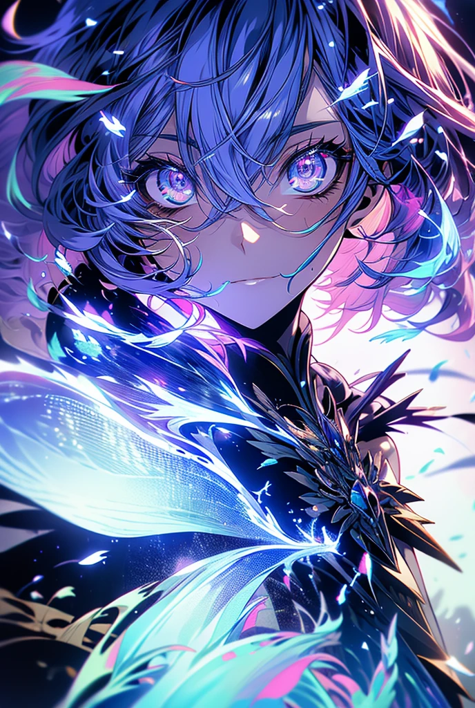 purple hair, shiny hair, crystal hair, Surrealism, anime, backlighting, 8k, super detail, UHD, retina, accurate, anatomically correct, textured skin, super detail, high details, high quality, award winning, best quality, highres
"Create an AI-generated image of a girl with purple hair, evoking destruction and regeneration. Set the background to represent a world of black and white."
