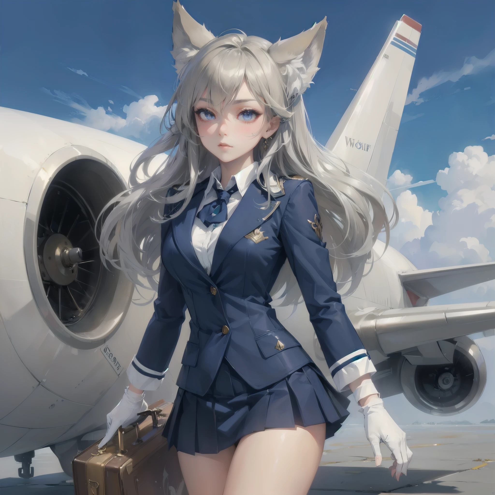 masterpiece, (textured skin), best quality, gorgeous beautiful, (a beautiful girl,wolf ears,wolf tail),detailed clothes,large breasts,narrow waist,, (beautiful face), cinematic lighting, (fantasy anime art ),