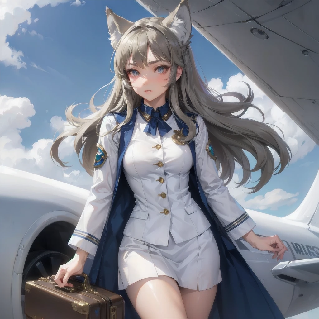  masterpiece, (textured skin), best quality, gorgeous beautiful, (a beautiful girl,wolf ears,wolf tail),detailed clothes,large breasts,narrow waist,, (beautiful face), cinematic lighting, (fantasy anime art ),