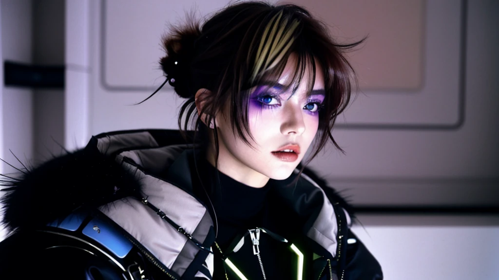 フェイスペイントをしたサイボーグのBeauty, whole body, cyber punk, Fashion Model, Beauty, masterpiece, Francis Bacon's painting style