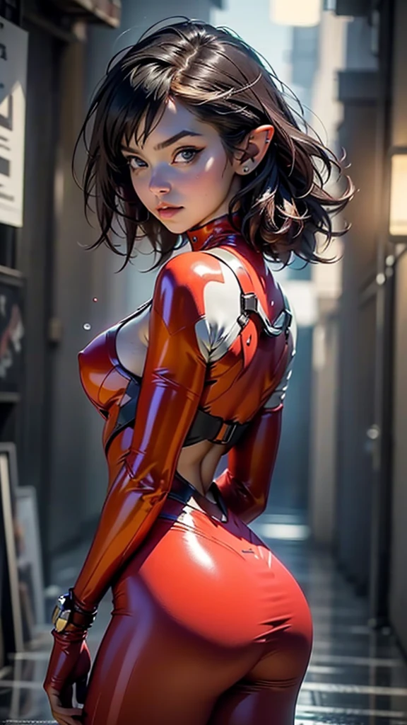 ((masterpiece, best-quality, ultra_detailed)), female elf dressed in latex suit, gorgeous, attractive, african, voluptuous, ample hips, insanelydetailedaccentuatedbigbooty, ((flirty)), looking at viewer, portrait, photography, detailed skin, Realistic, photorealistic, 8k, highly detailed, full-length frame, HIGH RAW detail color art, piercing, diffused soft lighting, shallow depth of field, sharp focus, shallow depth of field, hyperrealism, cinematic lighting