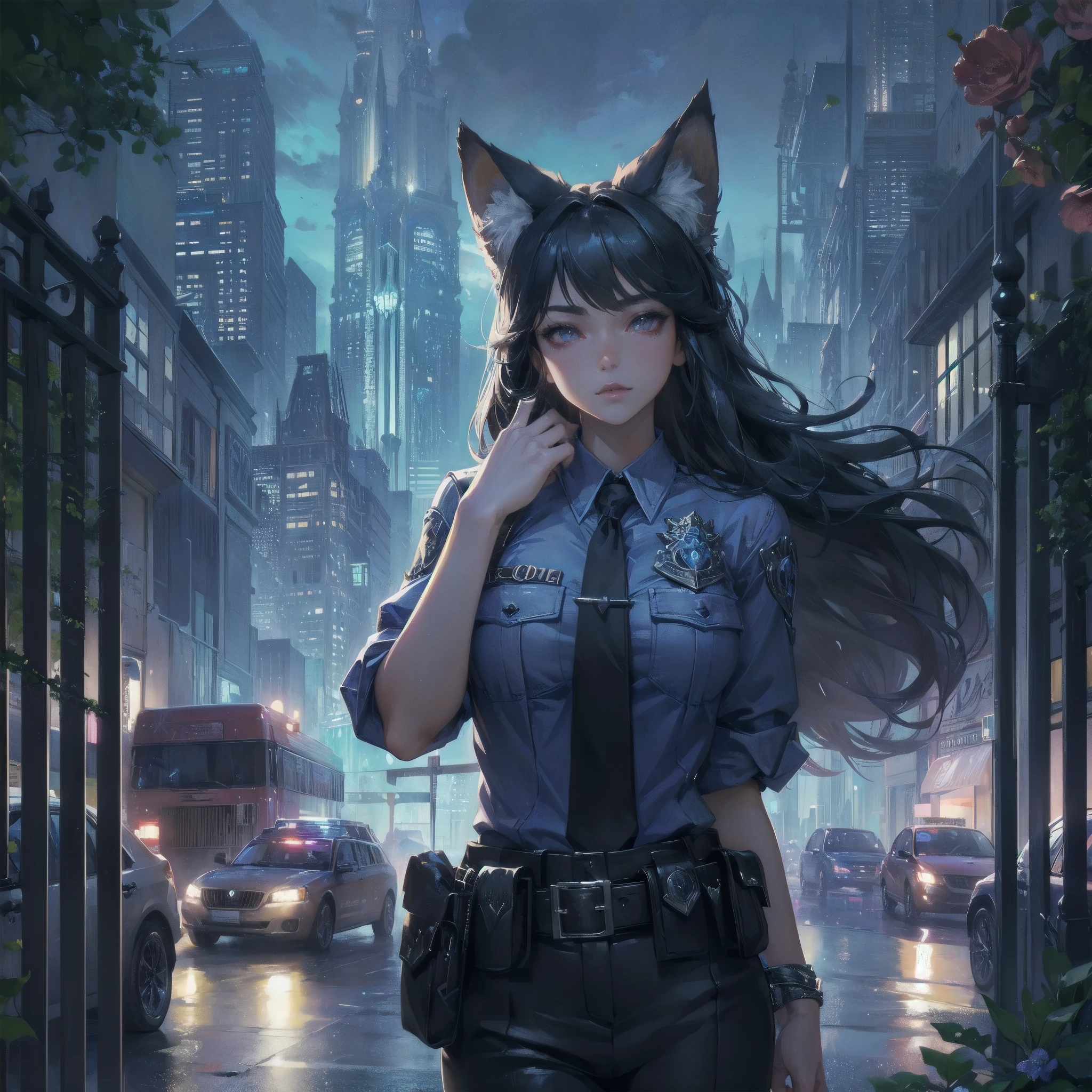  masterpiece, (textured skin), best quality, gorgeous beautiful, (a beautiful girl,wolf ears,wolf tail),detailed clothes,large breasts,narrow waist,, (beautiful face), cinematic lighting, (fantasy anime art ),