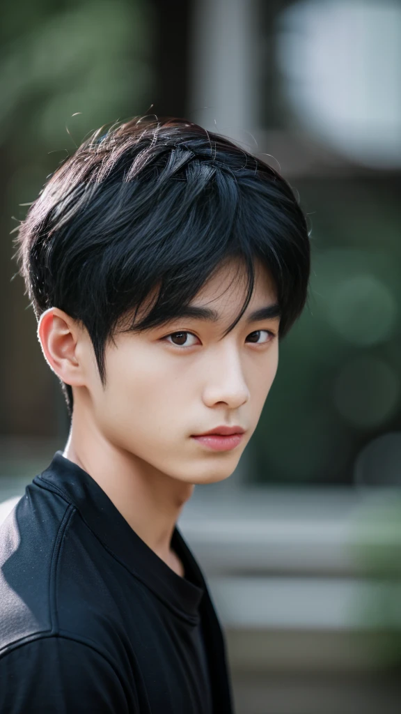 Asian alpha male wearing a black shirt looking at the camera, Shin Jinying, Kim Do-young, Paint Ulzzang, Shen Quanrui, korean men, Shin Jin Young&#39;s Aesthetics, faceเกาหลีที่น่ารัก, handsome young man&#39;face, Jaeyong Nam, beautiful eyes、Kim Taejoon, Hyungtae, Inspiration from Jong Suk Lee, Avatar, Korean artist, Jung Jae Hyo  ,(smile:1.2)