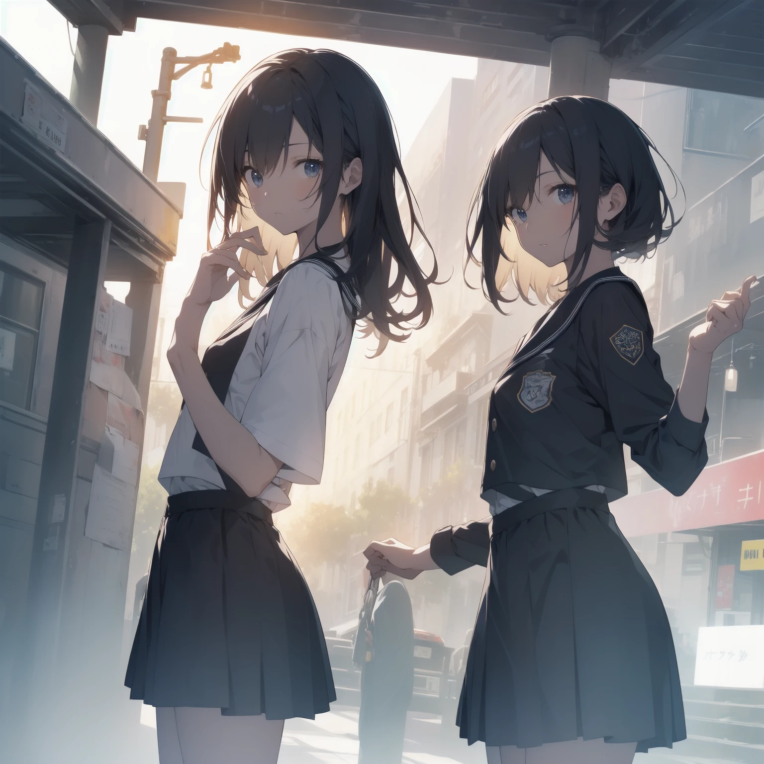 ultra-absurdres-Top quality by artist God, ultra-detailed, high resolution, anime moe artstyle, best anime 8k konachan wallpaper, pixiv contest winner, pool:2810, perfect anatomy,break, 1girl, (Please draw a girl walking sleepily to school alone. )break,(Solo,little female, 13-year-old:1.3),Full limbs, complete fingers,a junior high school student, (very short hair), short cut, flat chest, , small butt, small black eyes, beautiful detailed eyes, well-proportioned iris and pupils, expressive eyes, highres detailed hair, soft expression, salor school_uniform, sailor collar, serahuku, bow, pleated skirt,(Detailed Lighting), (Detailed background), in the School commute route. break,super detailed skin, Best cinematic lighting powered by famous artist, 8k,beauty illustration,photoshop_(medium),very aesthetic,break,((artist:zen_(kamuro) )), artist:clamp ,artist:carnelian ,artist:kantoku ,
