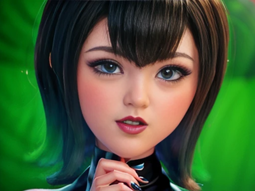 Nsfw Beautiful girl short black hair, blue eyes, White skin , black manicure and voluminous red lips, Whole body , beautiful and perfectly detailed,Image 1.2 high resolution 12k gotich makeup fanart Stunning wallpaper