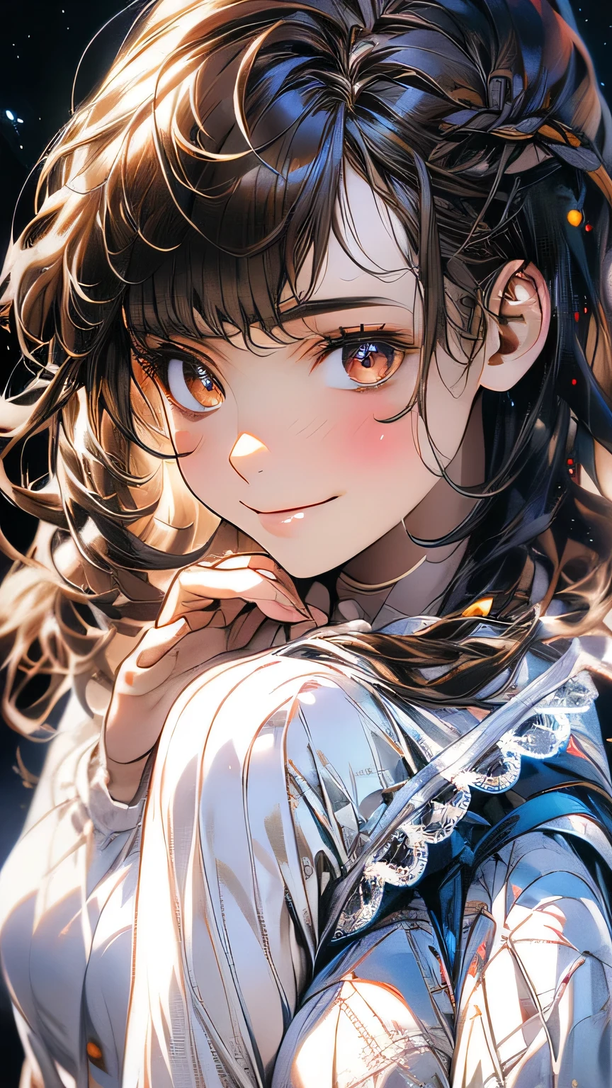 (masterpiece:1.2, Highest quality), (Realistic, photoRealistic:1.4), Beautiful illustrations, (Natural Side Lighting, Cinema Lighting), 
View your viewers, 1 girl, Japanese, Junior high school girl, , Perfect Face, cute and symmetrical face, Glowing Skin, thin, 
(Mid-length hair:1.2, Half Up:1.4, Light brown hair), Asymmetrical bangs, Brown eyes, Long eyelashes, (Mid-chest:0.7), 
Beautiful Hair, Beautiful Face, Beautiful details, Beautiful clavicle, Beautiful body, Beautiful fingers, (((Panties are visible))) ((Very large saggy tits)), ((In underwear、White lace underwear))((Fullback panties))Underarm , Slightly , Very large breasts, Full body angle, 14 year old woman , Thick thighs
((Detailed cloth texture)), 
(Beautiful views), evening, (cute, cute smile, Upward glance),
