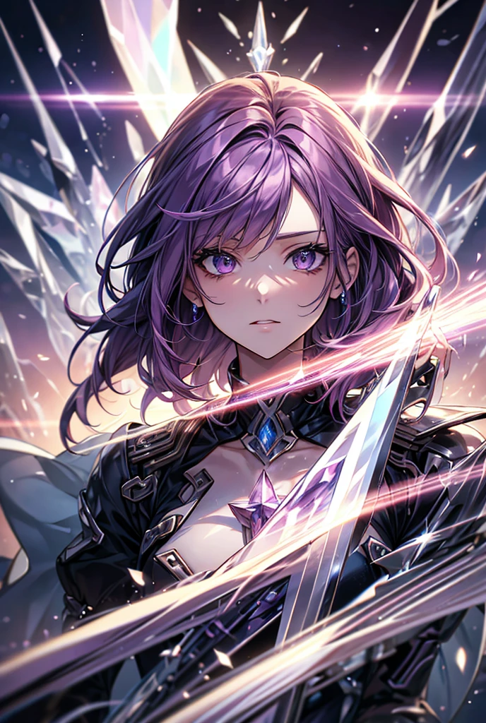 purple hair, shiny hair, crystal hair, Surrealism, anime, backlighting, 8k, super detail, UHD, retina, accurate, anatomically correct, textured skin, super detail, high details, high quality, award winning, best quality, highres
"Create an AI-generated image of a girl with purple hair, evoking destruction and regeneration. Set the background to represent a world of black and white."