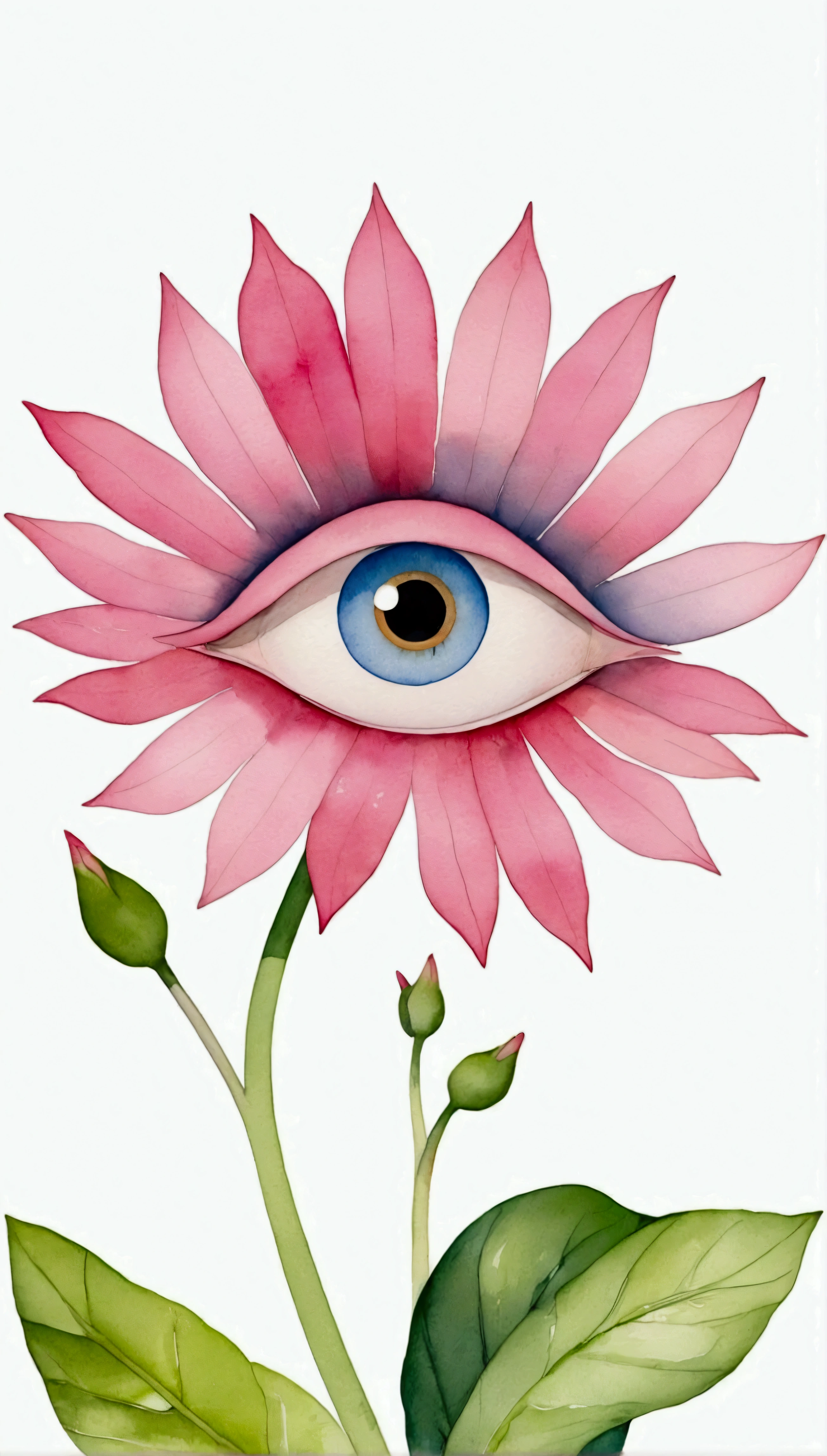 Bizarre plants,(((eye:1.37))),pink,Neat line drawing,watercolor,Elegant colors,
Petal Meridian