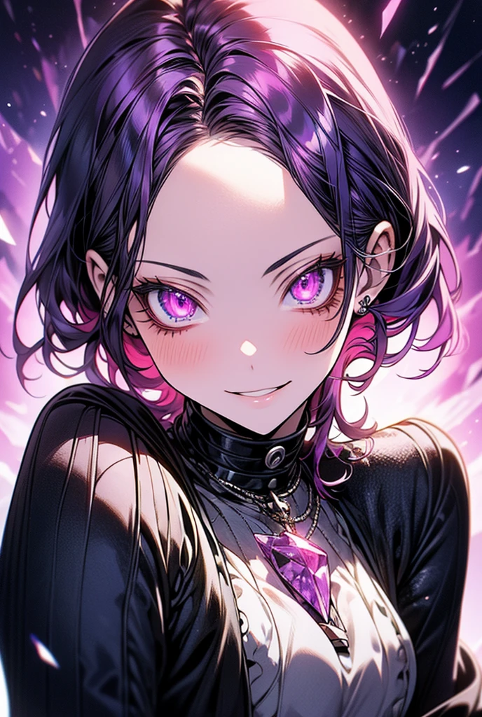 purple hair, shiny hair, crystal hair, Surrealism, anime, backlighting, 8k, super detail, UHD, retina, accurate, anatomically correct, textured skin, super detail, high details, high quality, award winning, best quality, highres
"Create an AI-generated image of a girl with purple hair, evoking destruction and regeneration. Set the background to represent a world of black and white."