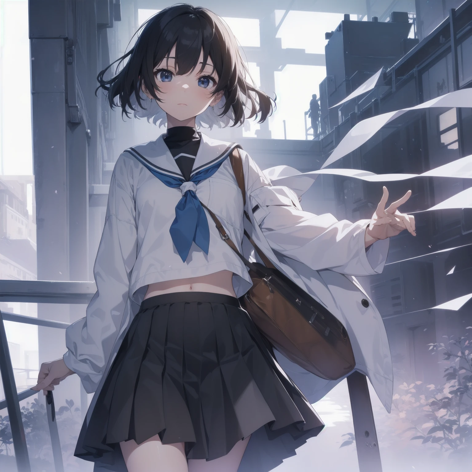 ultra-absurdres-Top quality by artist God, ultra-detailed, high resolution, anime moe artstyle, best anime 8k konachan wallpaper, pixiv contest winner, pool:2810, perfect anatomy,break, 1girl, (Please draw a girl walking sleepily to school alone. )break,(Solo,little female, 13-year-old:1.3),Full limbs, complete fingers,a junior high school student, (very short hair), short cut, flat chest, , small butt, small black eyes, beautiful detailed eyes, well-proportioned iris and pupils, expressive eyes, highres detailed hair, soft expression, salor school_uniform, sailor collar, serahuku, bow, pleated skirt,(Detailed Lighting), (Detailed background), in the School commute route. break,super detailed skin, Best cinematic lighting powered by famous artist, 8k,beauty illustration,photoshop_(medium),very aesthetic,break,((artist:zen_(kamuro) )), artist:clamp ,artist:carnelian ,artist:kantoku ,
